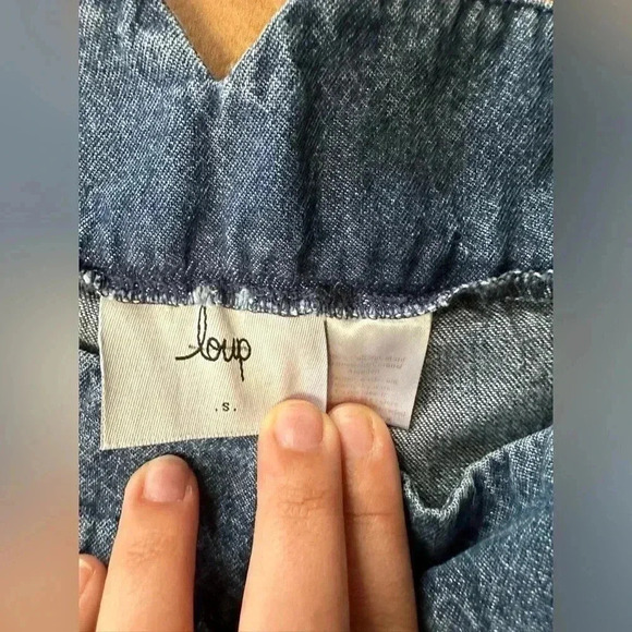 Loup Wide Leg Jeans Raw Hem Side Zip 100% Cotton Womens Size Small - Picture 9 of 13